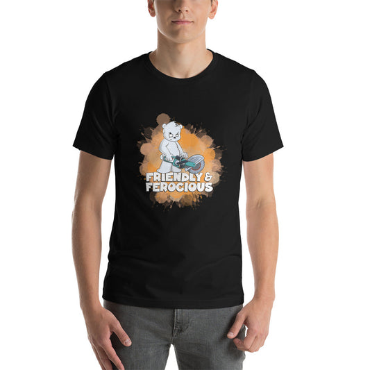 Polar Bear with a Power Cutter Short-Sleeve Unisex T-Shirt Danger Bear Industries Black XS
