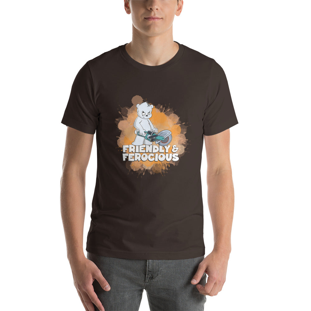 Polar Bear with a Power Cutter Short-Sleeve Unisex T-Shirt Danger Bear Industries Brown S