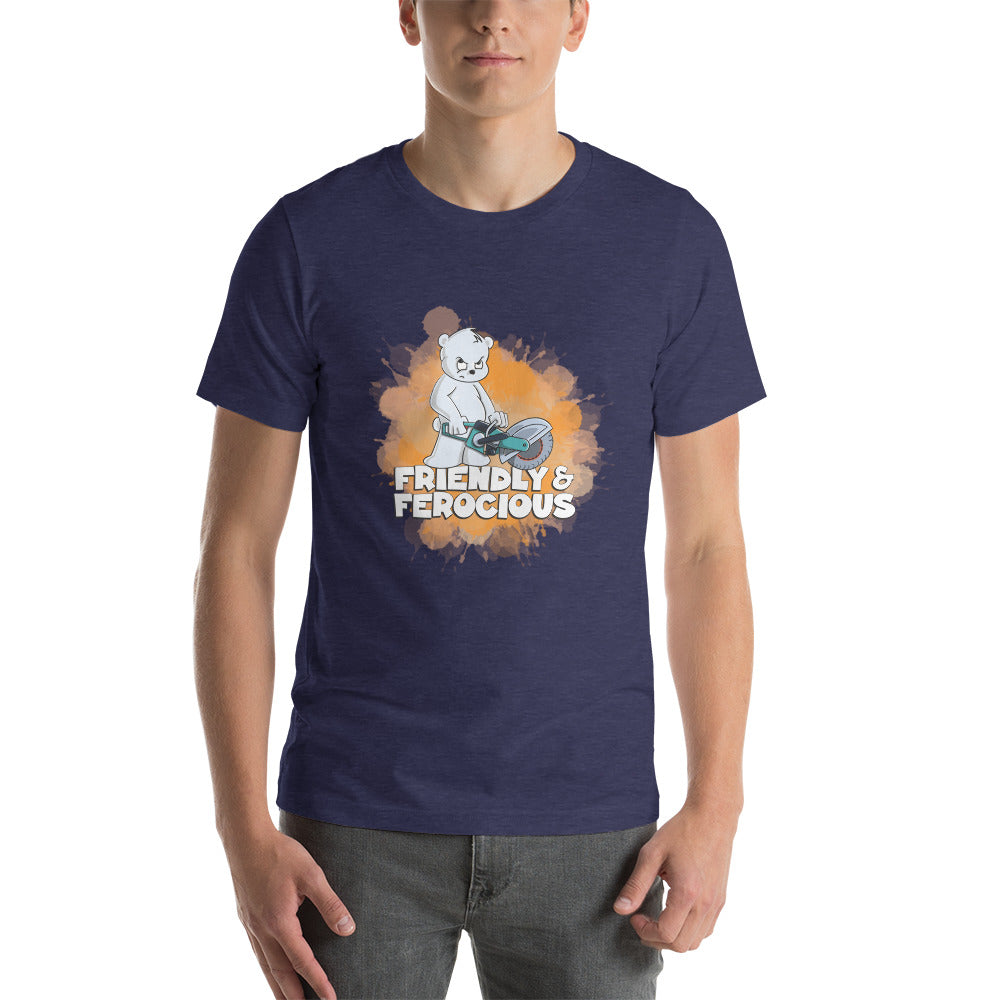 Polar Bear with a Power Cutter Short-Sleeve Unisex T-Shirt Danger Bear Industries Heather Midnight Navy XS