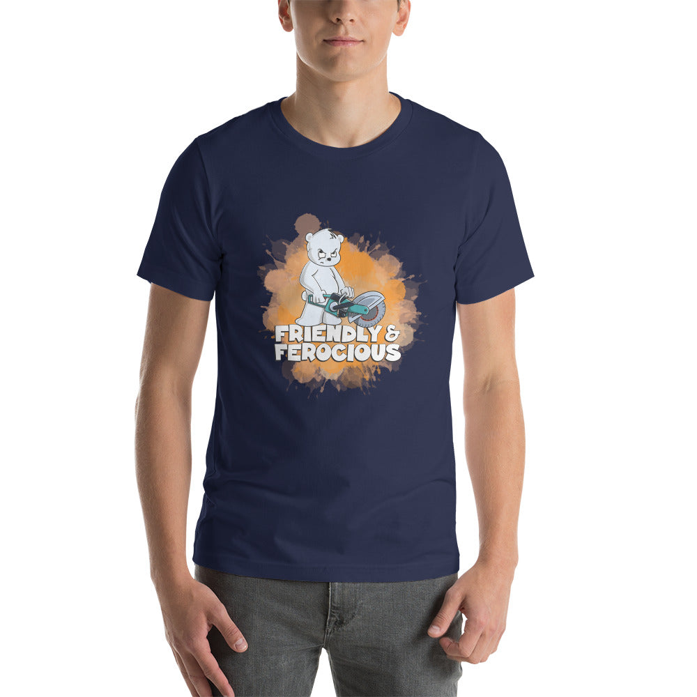 Polar Bear with a Power Cutter Short-Sleeve Unisex T-Shirt Danger Bear Industries Navy XS