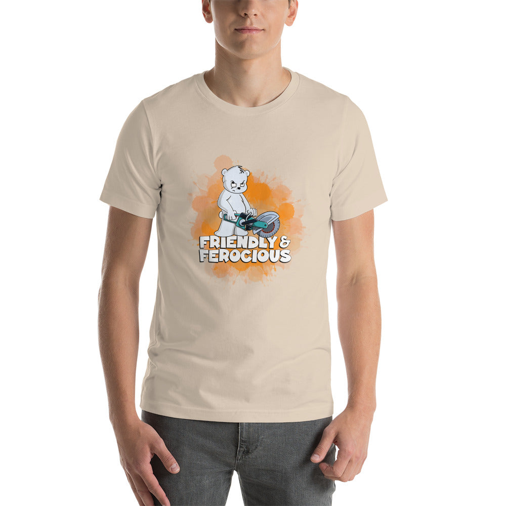 Polar Bear with a Power Cutter Short-Sleeve Unisex T-Shirt Danger Bear Industries Soft Cream XS