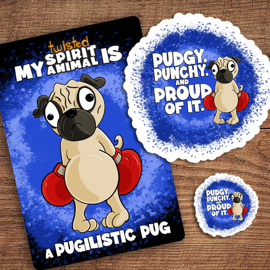 Pugilistic Pug sticker pack DangerBearIndustries