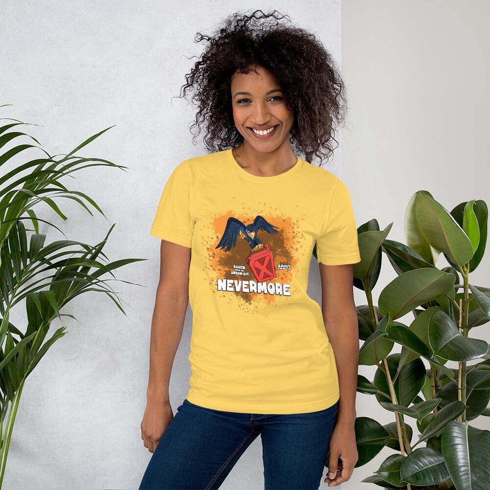Raven with an Arson Kit Short-Sleeve Unisex T-Shirt Danger Bear Industries Yellow S