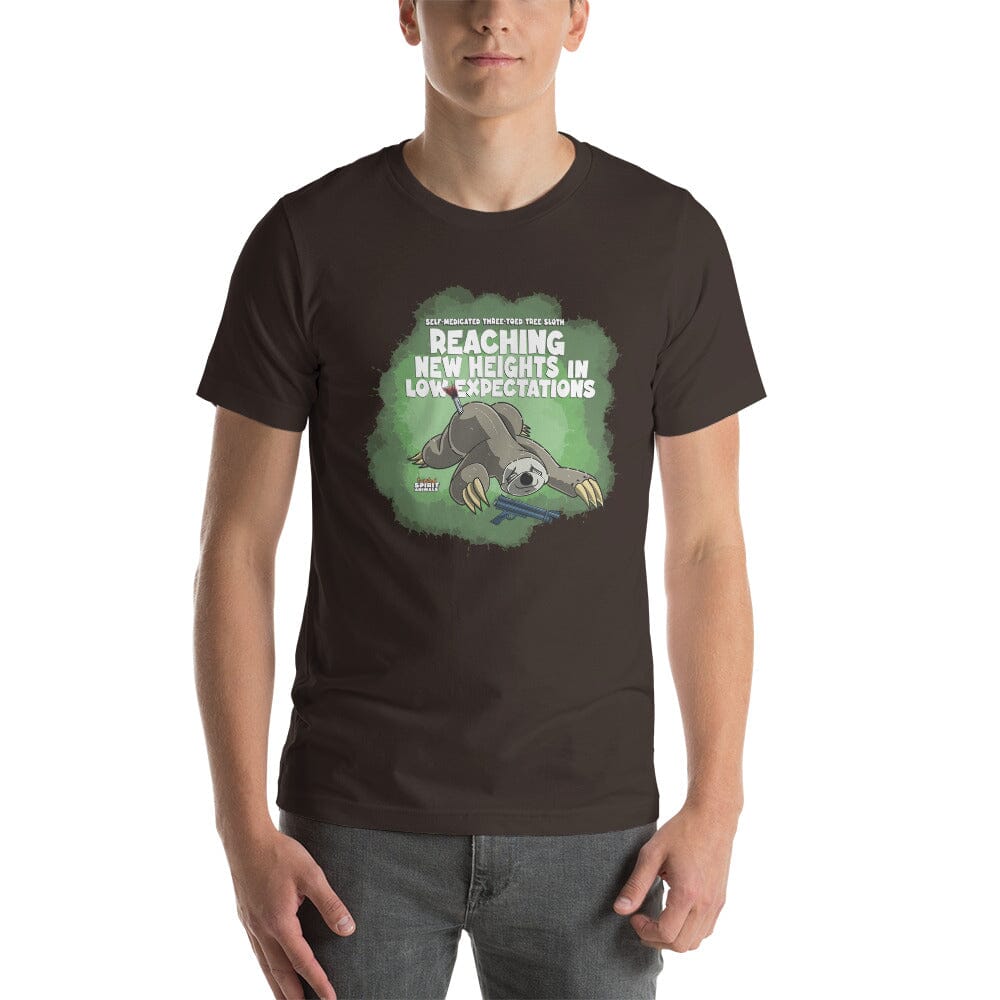 Self-Medicated Three-Toed Tree Sloth Unisex t-shirt Danger Bear Industries Brown S