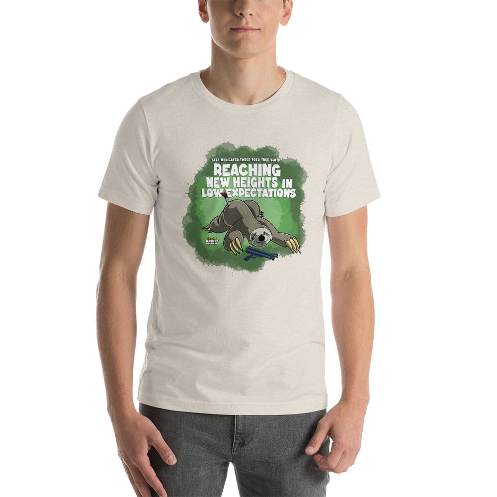 Self-Medicated Three-Toed Tree Sloth Unisex t-shirt Danger Bear Industries Heather Dust S