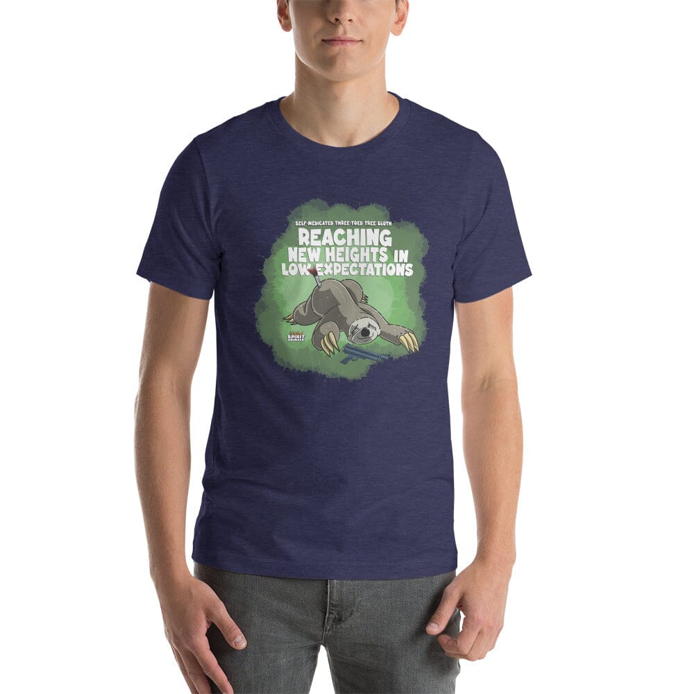Self-Medicated Three-Toed Tree Sloth Unisex t-shirt Danger Bear Industries Heather Midnight Navy XS