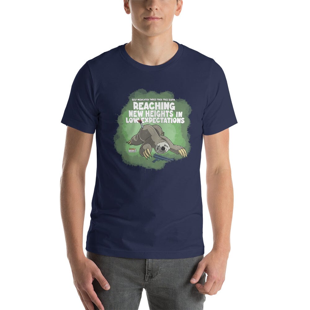 Self-Medicated Three-Toed Tree Sloth Unisex t-shirt Danger Bear Industries Navy XS