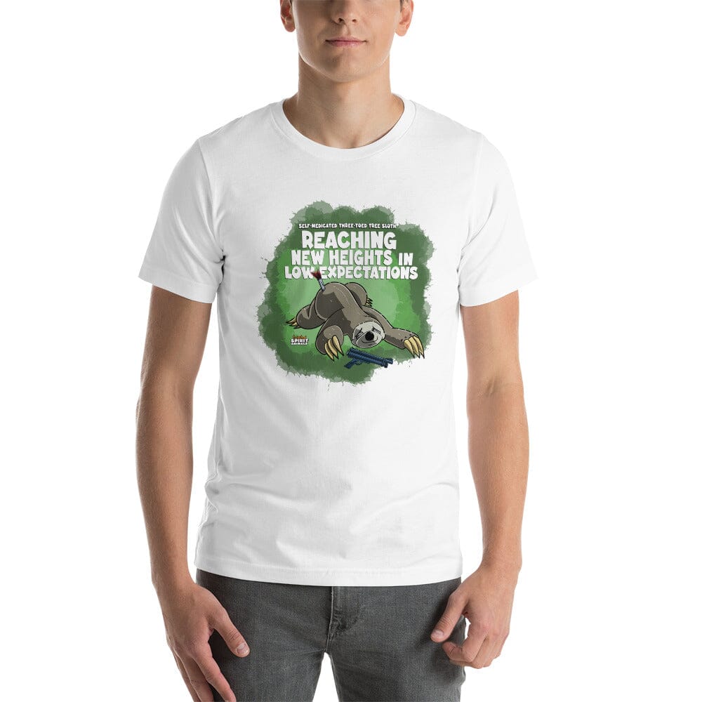 Self-Medicated Three-Toed Tree Sloth Unisex t-shirt Danger Bear Industries White XS