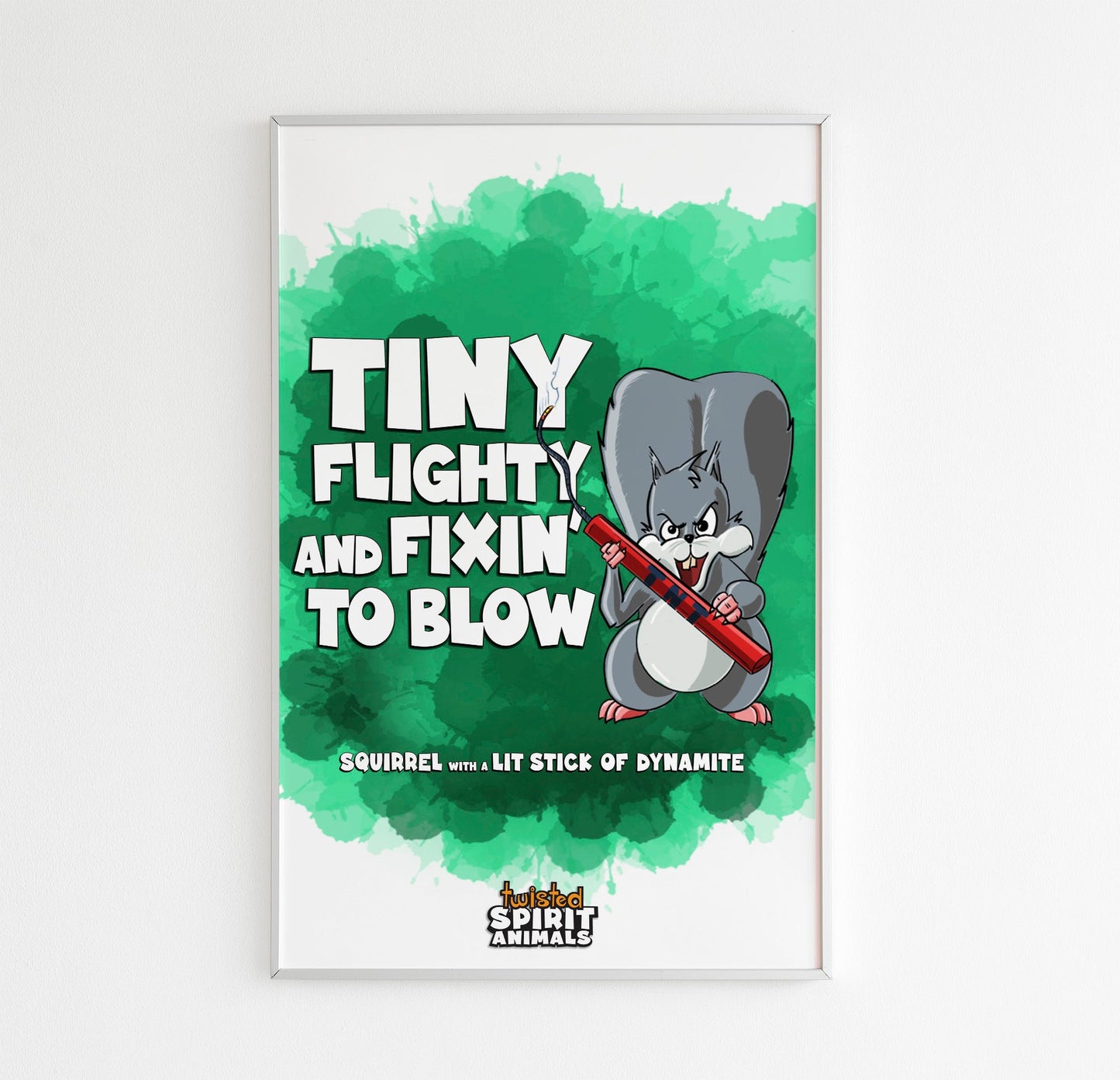 Squirrel with a Lit Stick of Dynamite 11x17 Print DangerBearIndustries