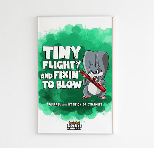 Squirrel with a Lit Stick of Dynamite 11x17 Print DangerBearIndustries