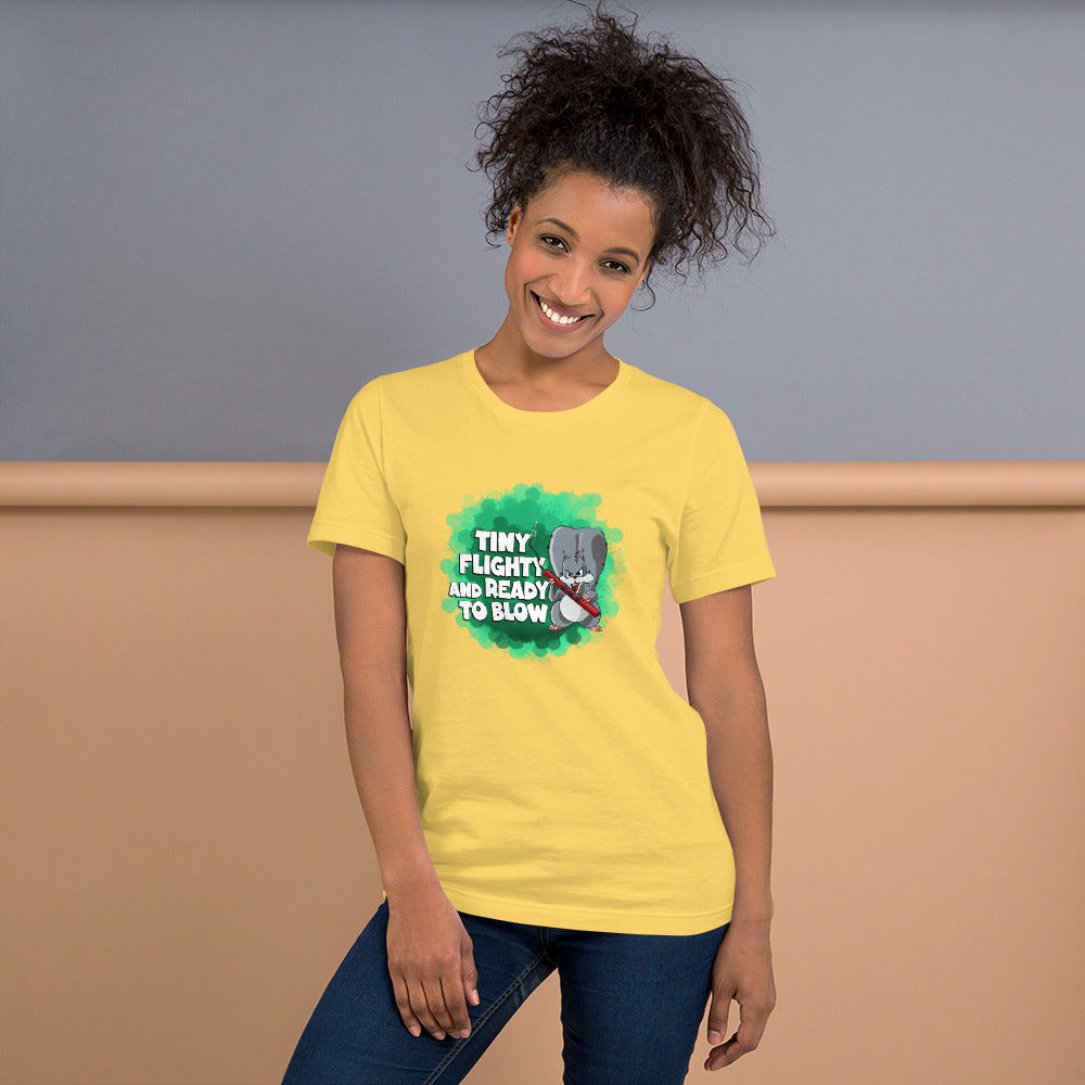 Squirrel with a Lit Stick of Dynamite Short-Sleeve Unisex T-Shirt Danger Bear Industries Yellow S