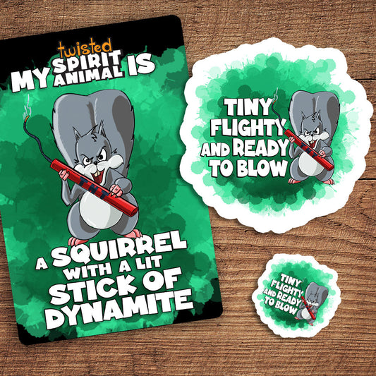 Squirrel with a Lit Stick of Dynamite sticker pack DangerBearIndustries