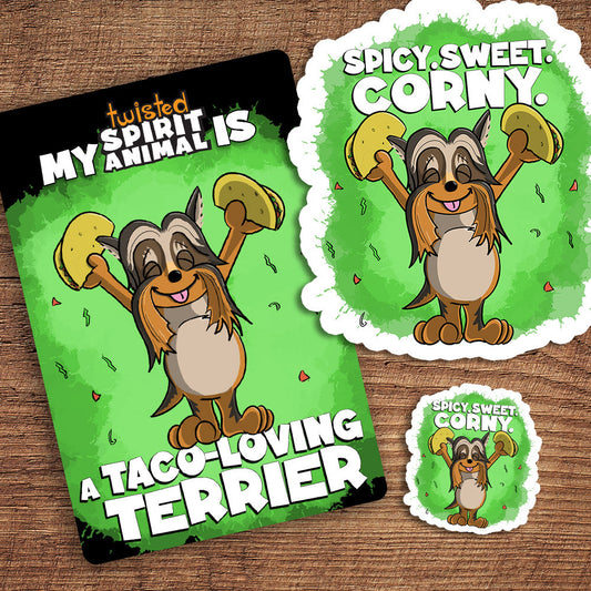 Taco-Loving Terrier sticker pack DangerBearIndustries