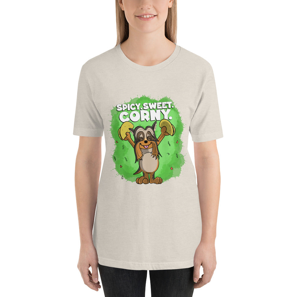 Taco-Loving Terrier Unisex t-shirt Danger Bear Industries Heather Dust S
