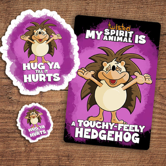 Touchy-Feely Hedgehog sticker pack DangerBearIndustries