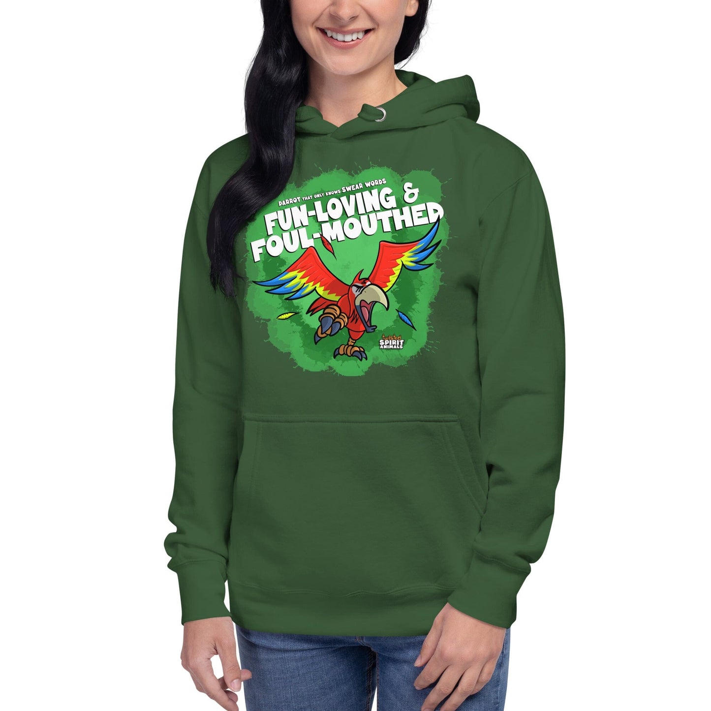 A Parrot that only knows Swear Words Unisex Hoodie Danger Bear Industries Forest Green S 