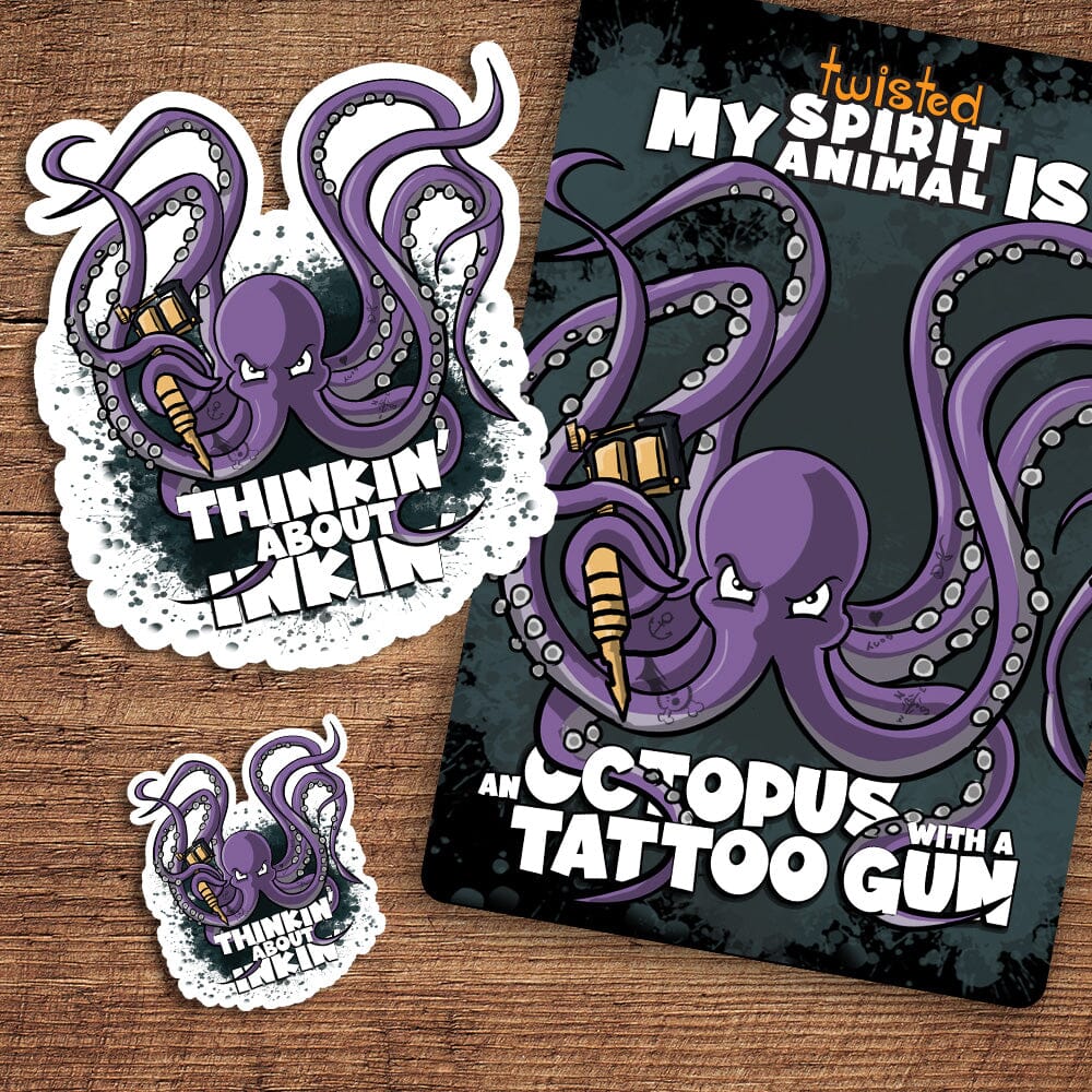 An Octopus with a Tattoo Gun sticker pack sticker DangerBearIndustries 