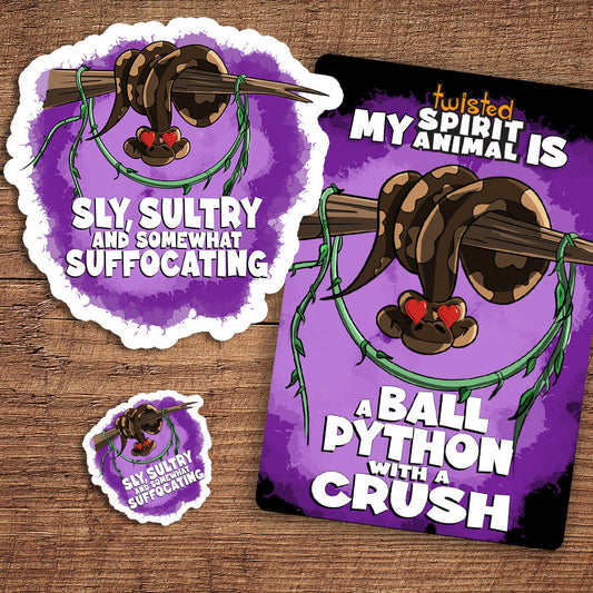Ball Python with a Crush sticker pack DangerBearIndustries 