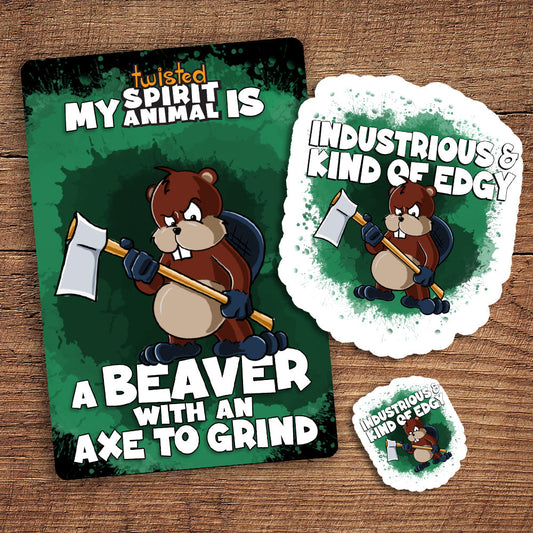 Beaver with an Axe to Grind sticker pack DangerBearIndustries 