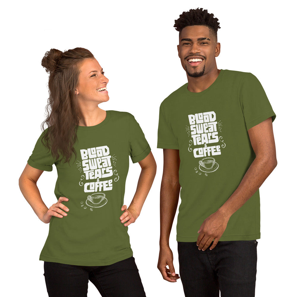Blood, Sweat, Tears & Coffee Unisex t-shirt Danger Bear Industries Olive S 
