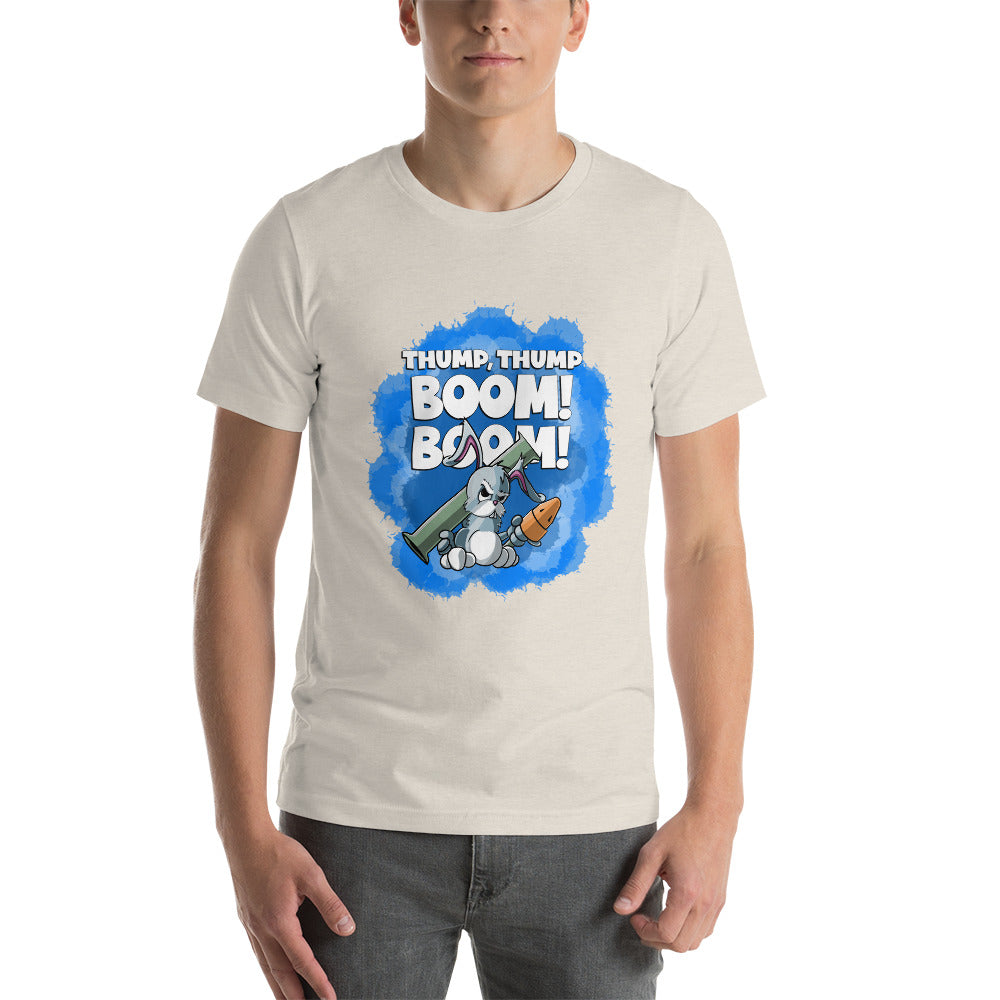 Bunny with a Bazooka Short-Sleeve Unisex T-Shirt Danger Bear Industries Heather Dust S 