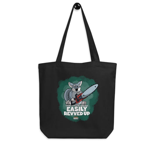 Chainsaw-Wielding Chinchilla Tote Bag tote bag Danger Bear Industries 