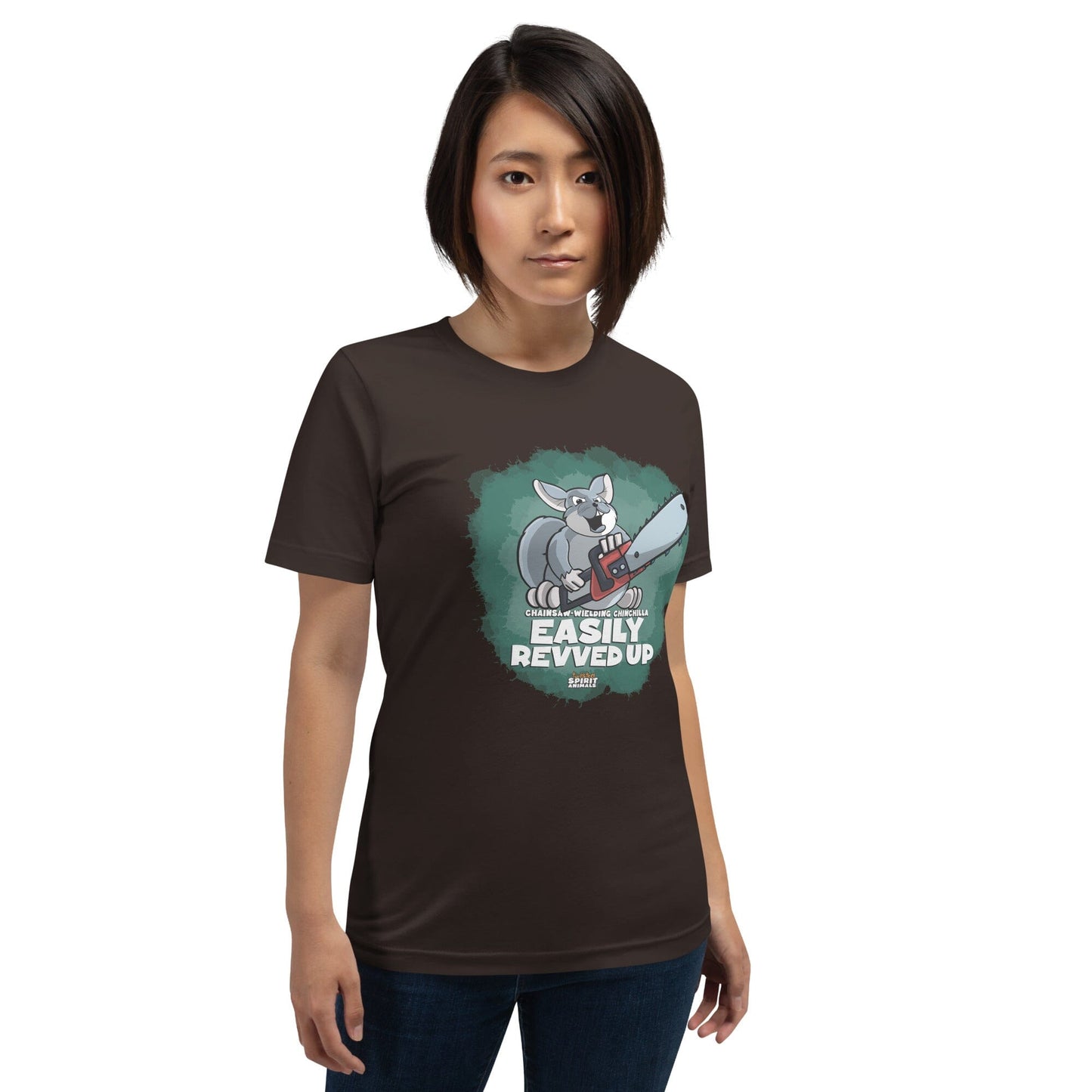 Chainsaw-Wielding Chinchilla Unisex t-shirt t-shirt Danger Bear Industries Brown S 
