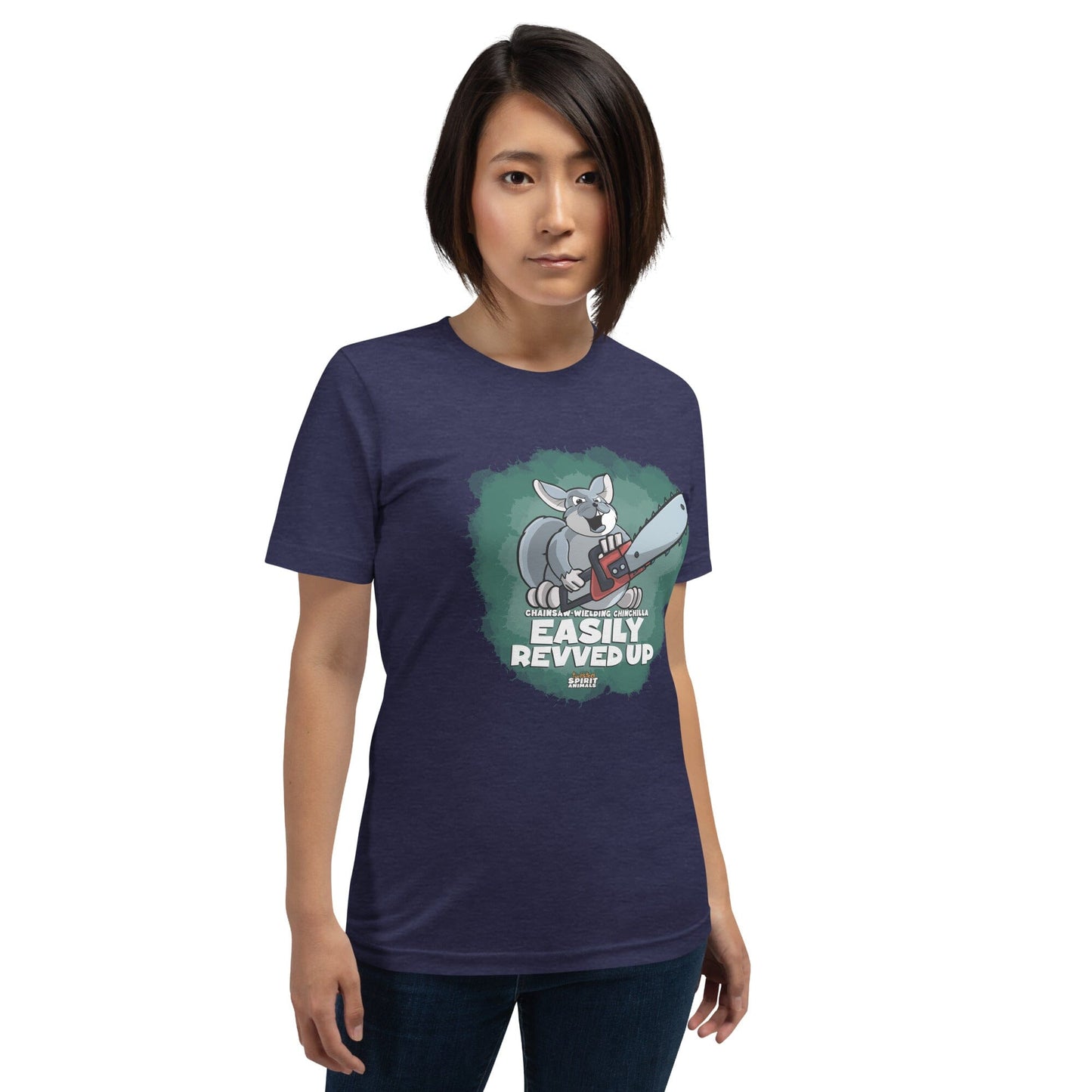Chainsaw-Wielding Chinchilla Unisex t-shirt t-shirt Danger Bear Industries Heather Midnight Navy XS 