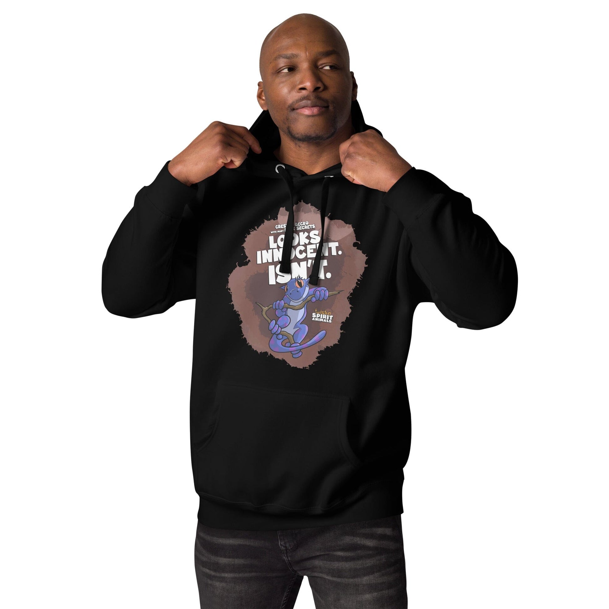 Crested Gecko with many Dark Secrets Unisex Hoodie hoodie Danger Bear Industries Black S 