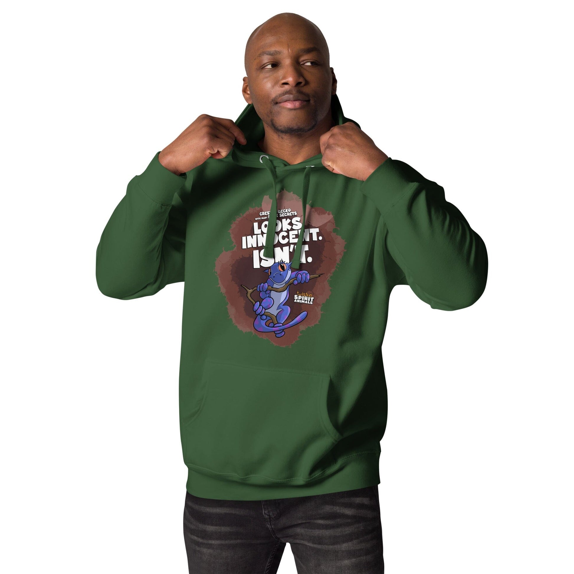 Crested Gecko with many Dark Secrets Unisex Hoodie hoodie Danger Bear Industries Forest Green S 