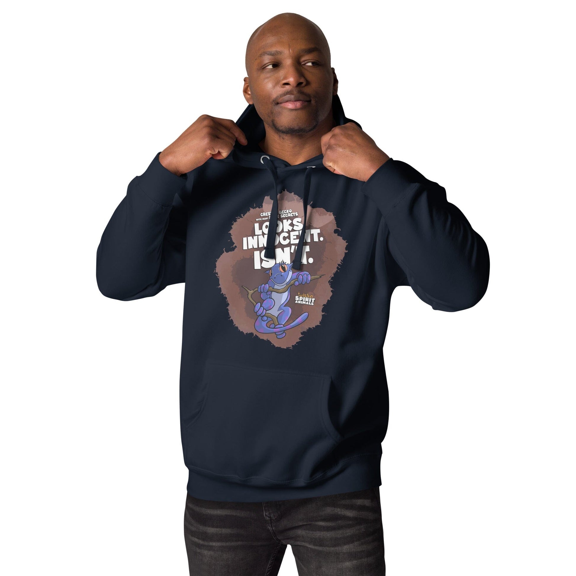 Crested Gecko with many Dark Secrets Unisex Hoodie hoodie Danger Bear Industries Navy Blazer S 