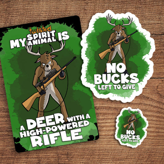 Deer with a High-Powered Rifle sticker pack DangerBearIndustries 