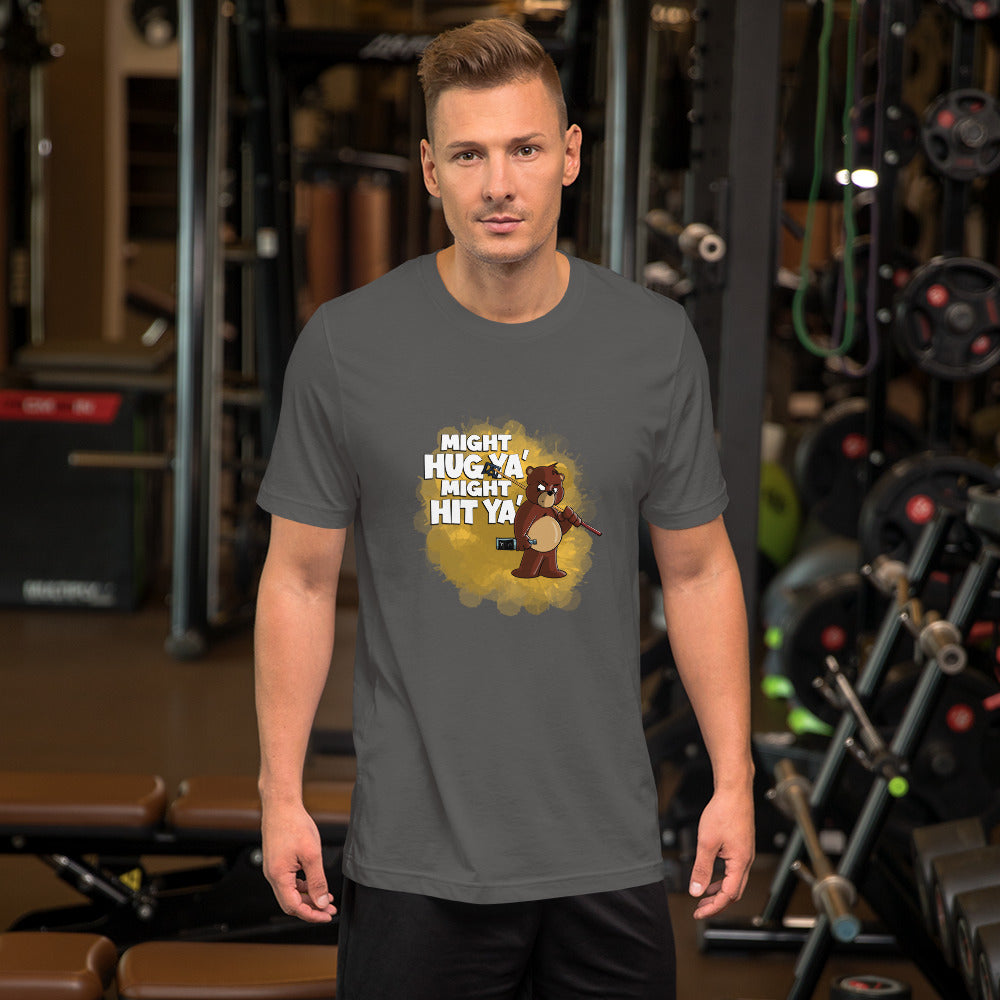 Grizzly Bear with a Billiard Rake Short-Sleeve Unisex T-Shirt Danger Bear Industries Asphalt S 
