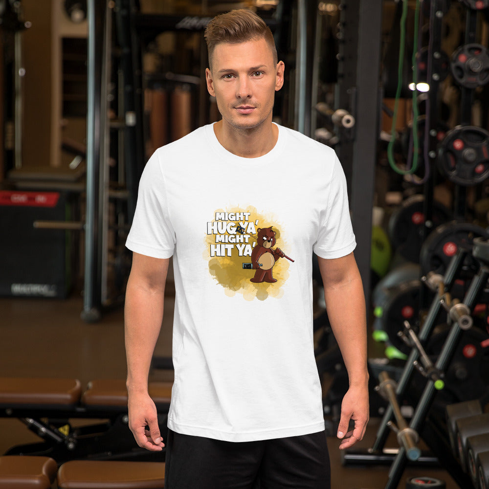 Grizzly Bear with a Billiard Rake Short-Sleeve Unisex T-Shirt Danger Bear Industries White XS 