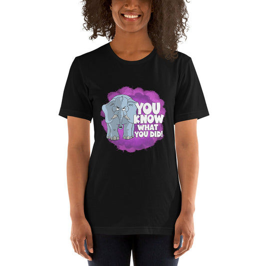 Judgmental Elephant that remembers that thing you did that time Unisex t-shirt t-shirt Danger Bear Industries Black XS 