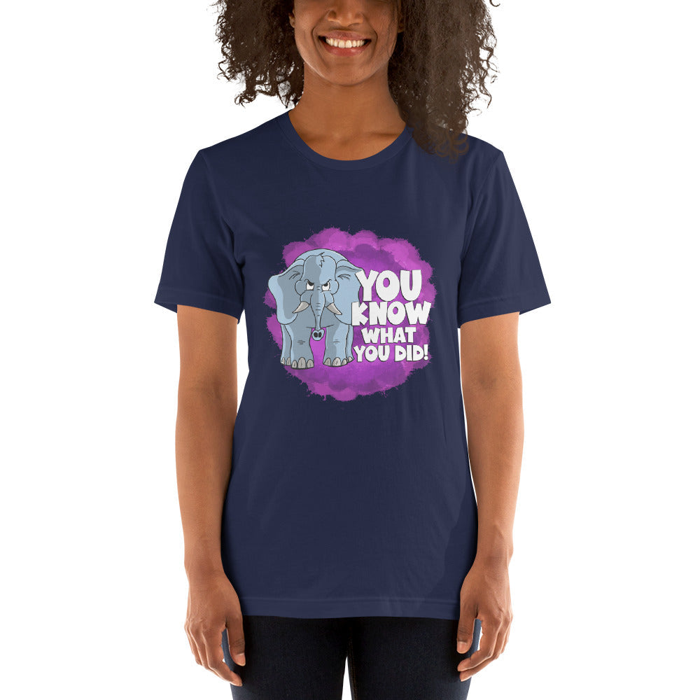 Judgmental Elephant that remembers that thing you did that time Unisex t-shirt t-shirt Danger Bear Industries Navy XS 