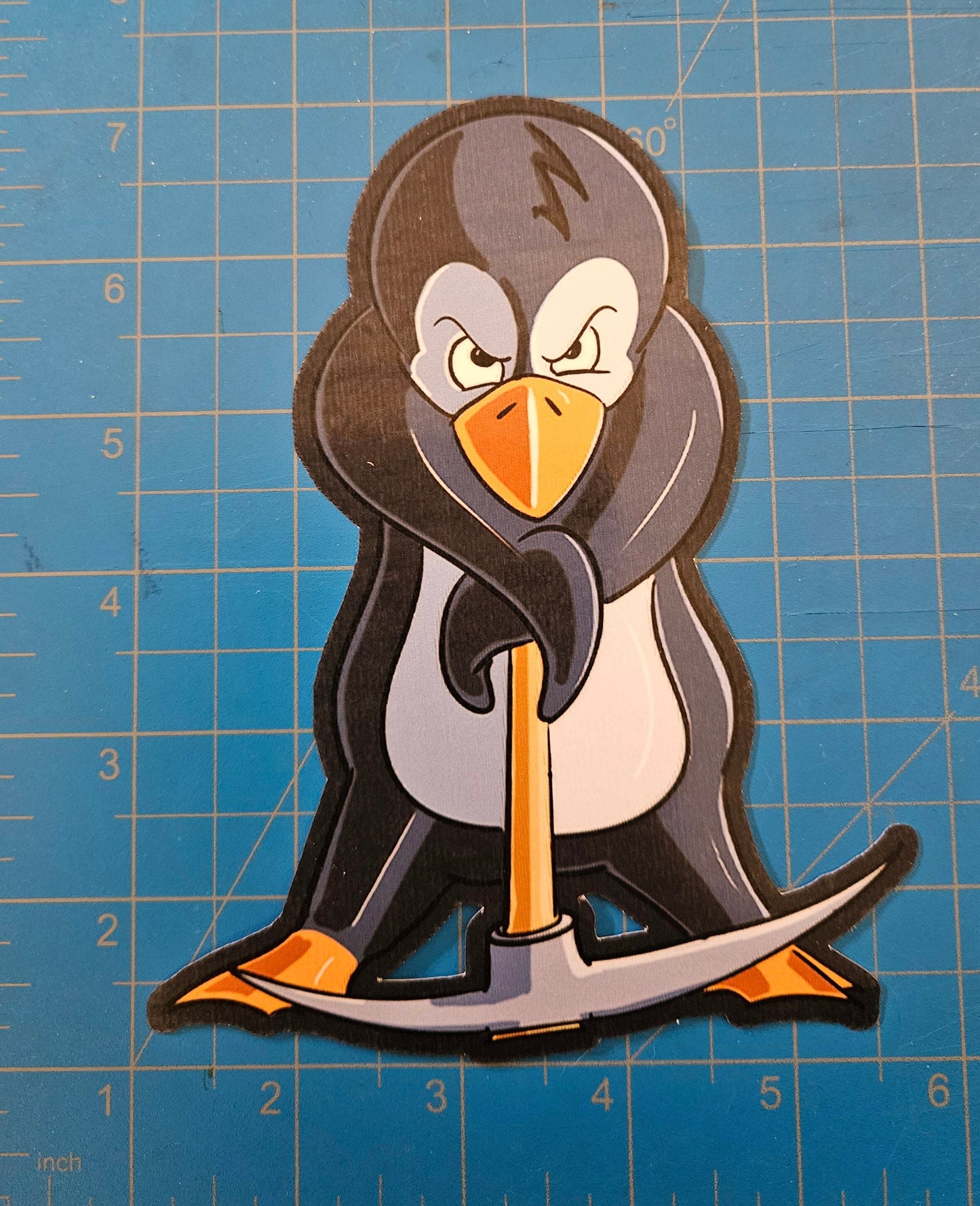 JUMBO Penguin with a Pick Axe sticker sticker DangerBearIndustries 