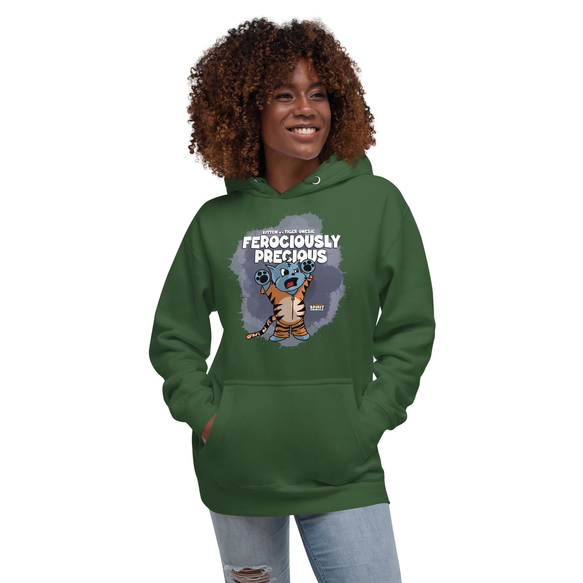 Kitten in a Tiger Onesie Unisex Hoodie hoodie Danger Bear Industries Forest Green S 