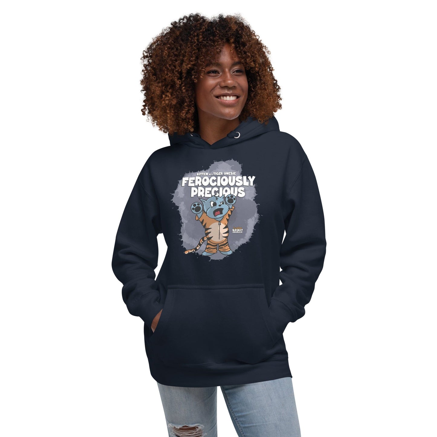 Kitten in a Tiger Onesie Unisex Hoodie hoodie Danger Bear Industries Navy Blazer S 