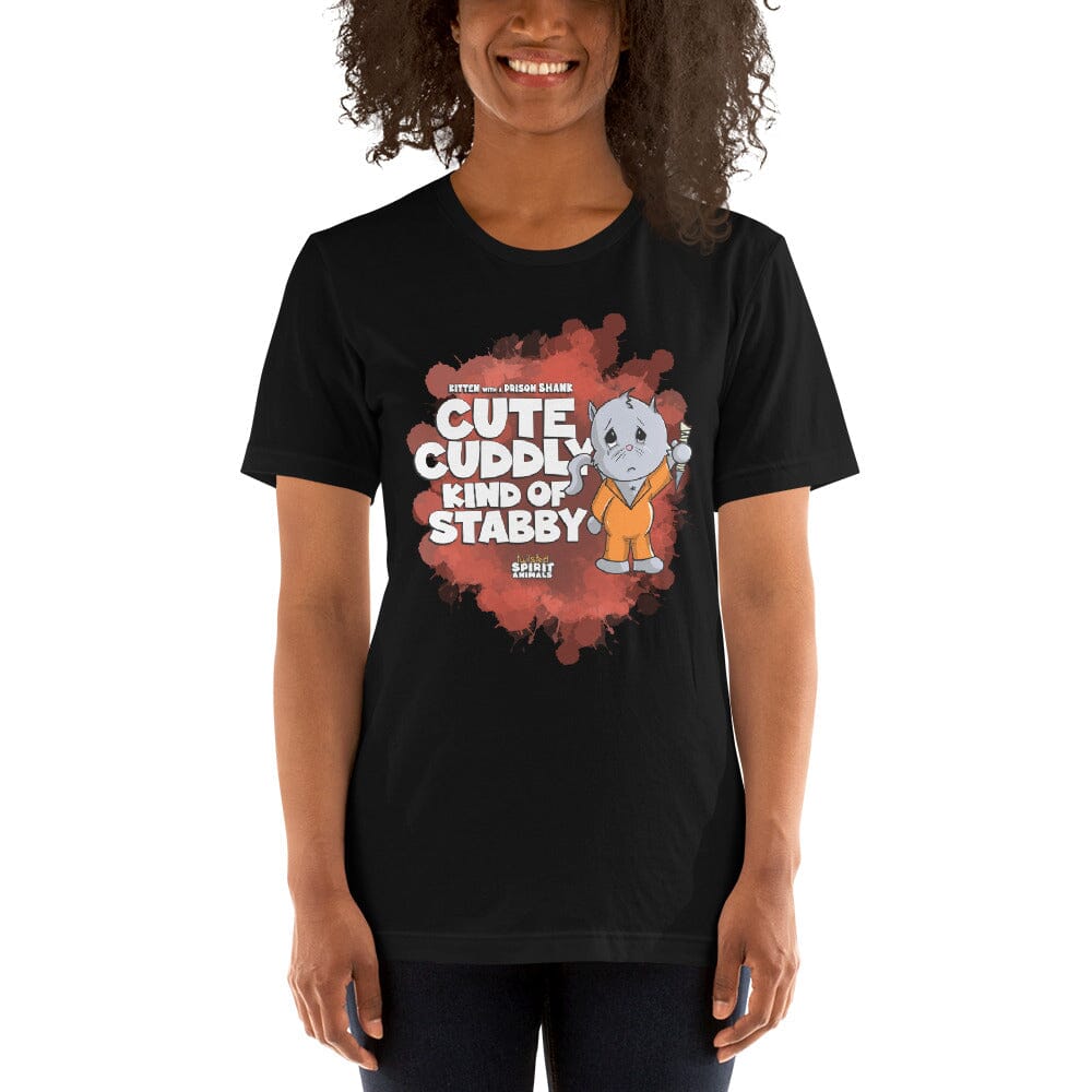 Kitten with a Prison Shank Short-Sleeve Unisex T-Shirt DangerBearIndustries Black XS 