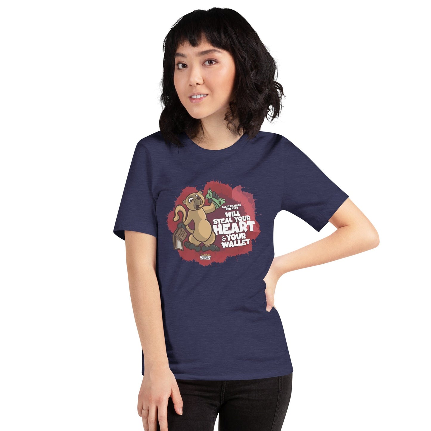 Kleptomaniac Kinkajou Unisex t-shirt t-shirt Danger Bear Industries Heather Midnight Navy XS 