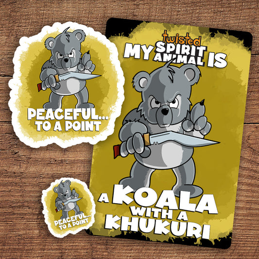 Koala with a Khukuri sticker pack DangerBearIndustries 