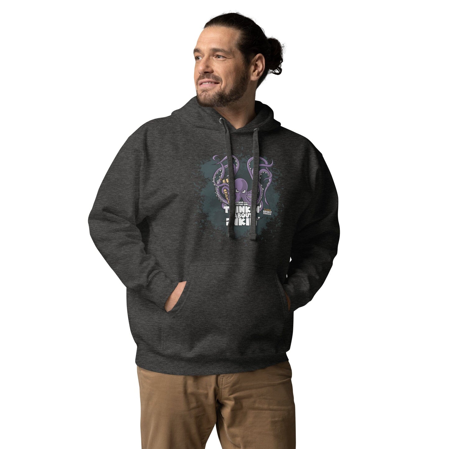 Octopus with a Tattoo Gun Unisex Hoodie hoodie Danger Bear Industries Charcoal Heather S 