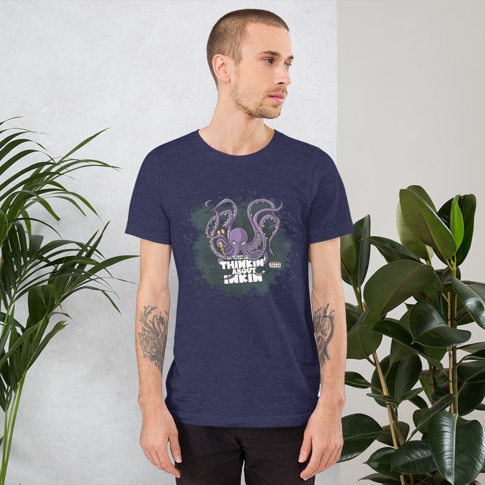 Octopus with a Tattoo Gun Unisex t-shirt t-shirt Danger Bear Industries Heather Midnight Navy XS 