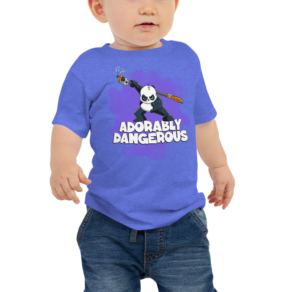 Panda with a Pole Saw Baby Jersey Short Sleeve Tee Danger Bear Industries Heather Columbia Blue 6-12m 