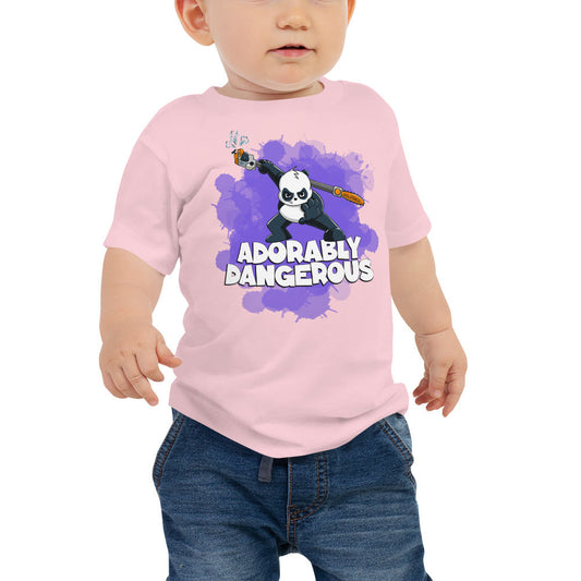 Panda with a Pole Saw Baby Jersey Short Sleeve Tee Danger Bear Industries Pink 6-12m 