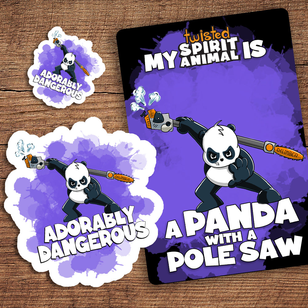 Panda with a Pole Saw sticker pack DangerBearIndustries 