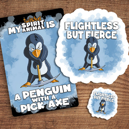 Penguin with a Pick Axe sticker pack DangerBearIndustries 