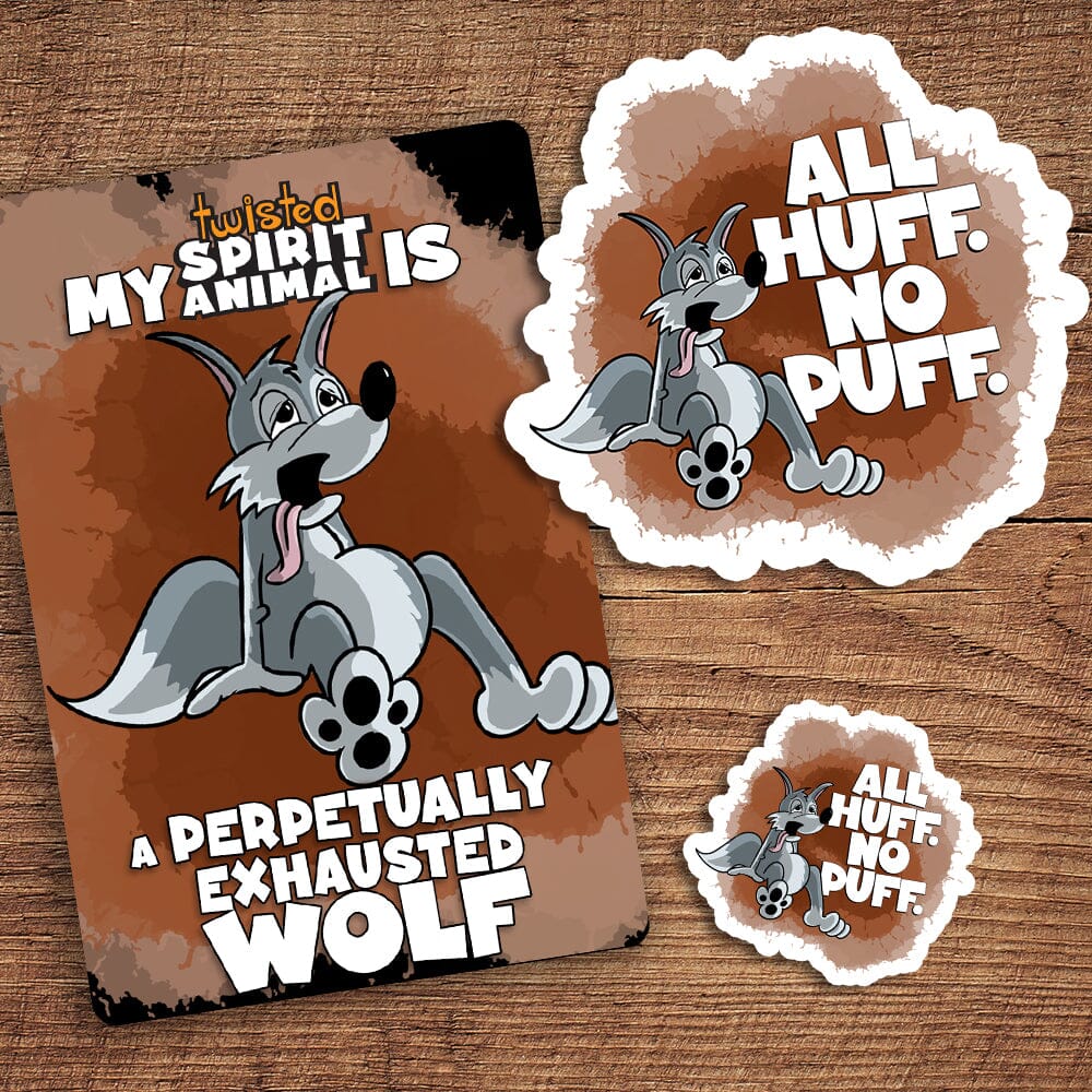 Perpetually Exhausted Wolf sticker pack DangerBearIndustries 
