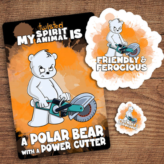 Polar Bear with a Power Cutter sticker pack DangerBearIndustries 